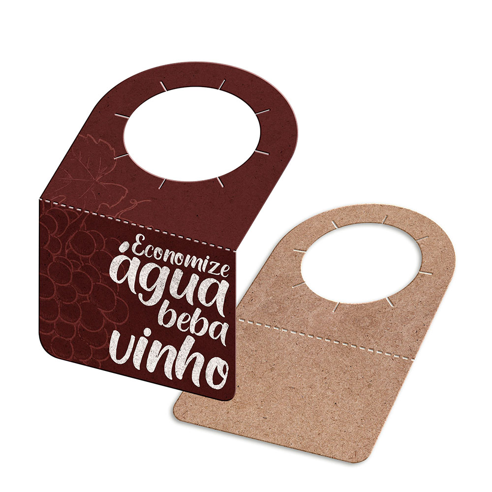 TAGS TAGS PARA GARRAFA KRAFT 250G SEM LAMINAÇÃO E SEM VERNIZ SEM VERNIZ COM TINTA BRANCA 91X102MM