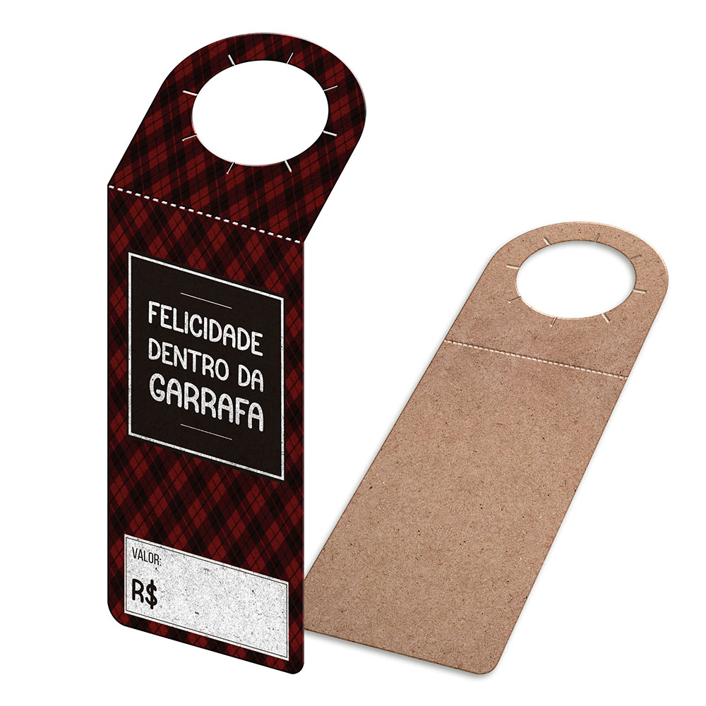TAGS TAGS PARA GARRAFA KRAFT 250G SEM LAMINAÇÃO E SEM VERNIZ SEM VERNIZ COM TINTA BRANCA 91X204MM