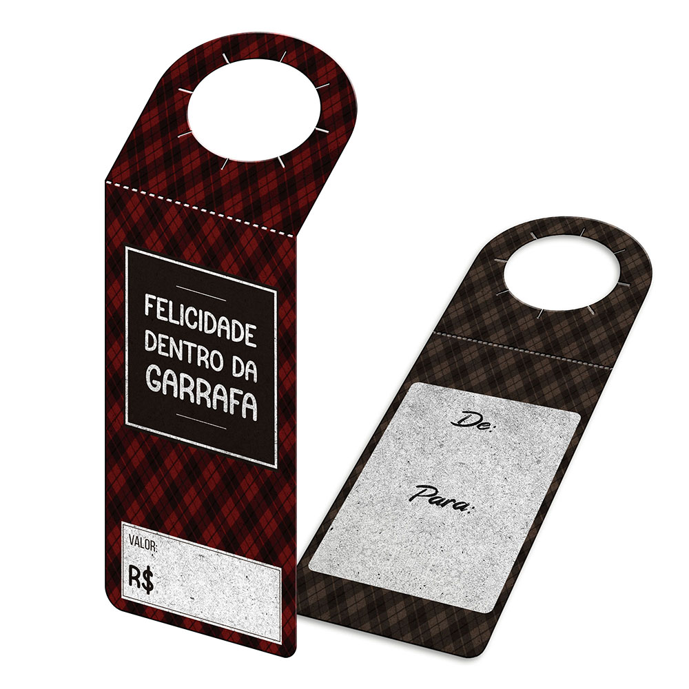 TAGS TAGS PARA GARRAFA KRAFT 250G SEM LAMINAÇÃO E SEM VERNIZ SEM VERNIZ COM TINTA BRANCA 91X204MM