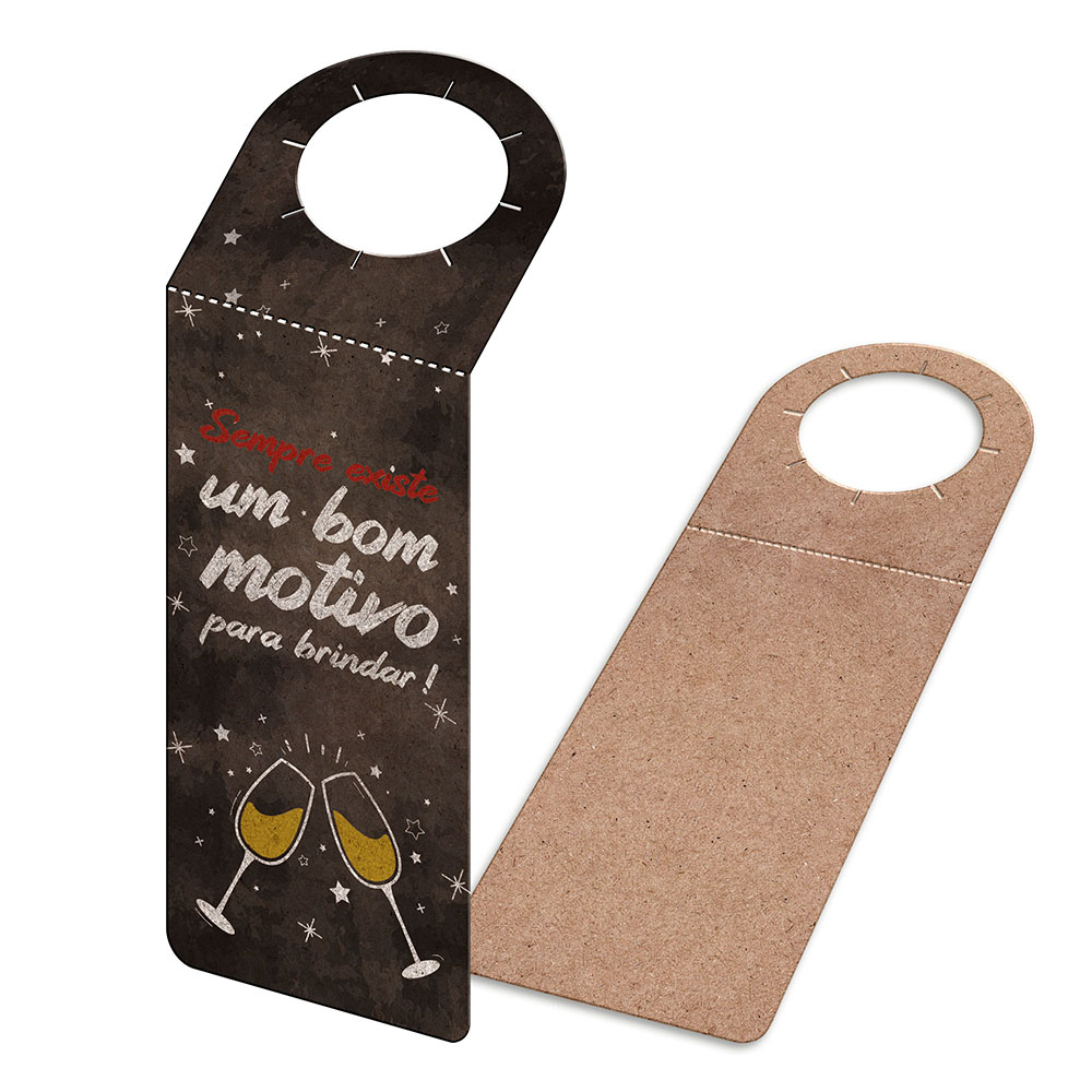 TAGS TAGS PARA GARRAFA KRAFT 250G SEM LAMINAÇÃO E SEM VERNIZ SEM VERNIZ COM TINTA BRANCA 91X204MM
