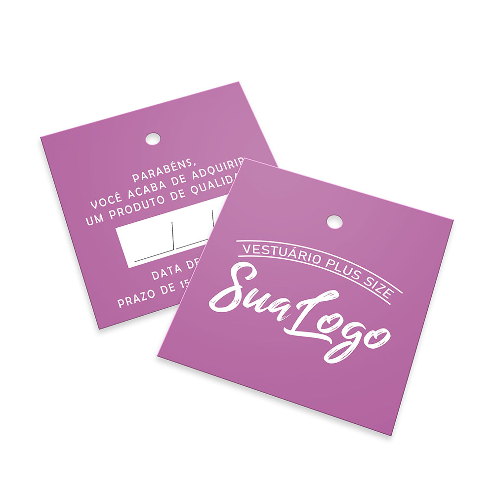 TAGS TAGS PADRÃO FURO COUCHÊ 300G LAMINAÇÃO FOSCA LAM FOSCA FRENTE E VERSO 45X51MM - 4X4 - 1000unid - 3801C