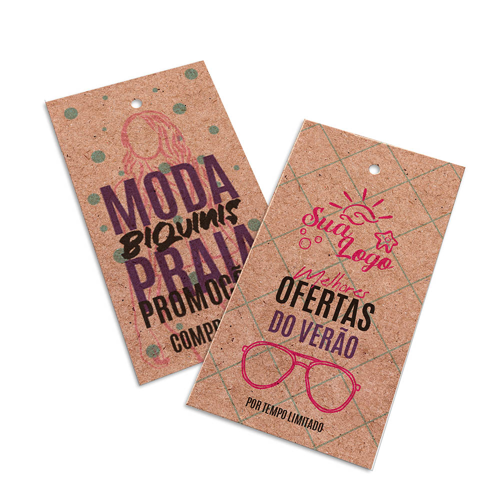 TAGS TAGS PADRÃO FURO KRAFT 250G SEM LAMINAÇÃO E SEM VERNIZ SEM VERNIZ 91X51MM - 4X4 - 50unid - TDK5450CO