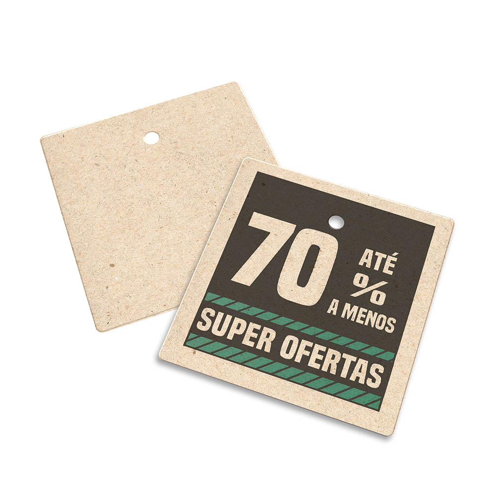 TAGS TAGS PADRÃO FURO RECICLATO 240G SEM LAMINAÇÃO E SEM VERNIZ SEM VERNIZ 45X51MM - 4X0 - 250unid - TD40R250C