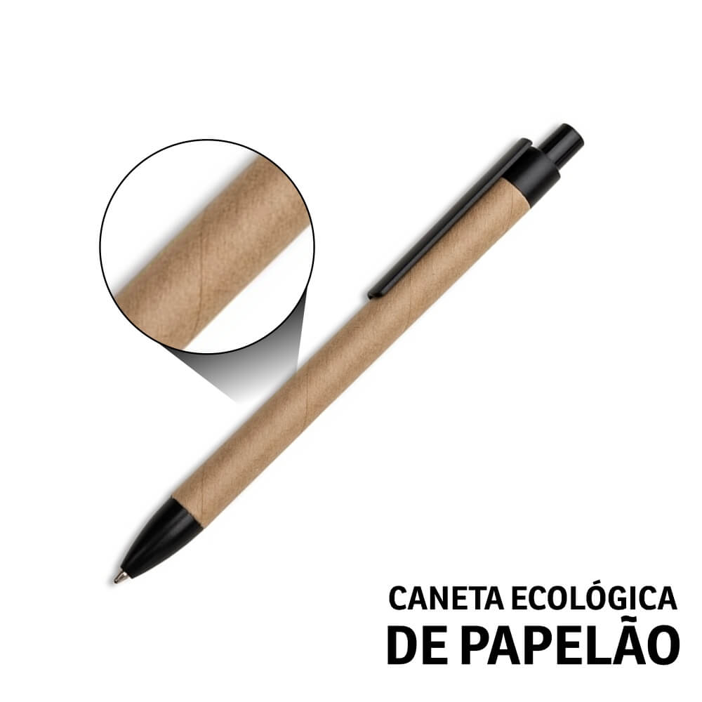 PRODUTOS SEM PERSONALIZAÇÃO CANETAS ECOLÓGICAS PAPELÃO CLIP DE PLÁSTICO PRETA