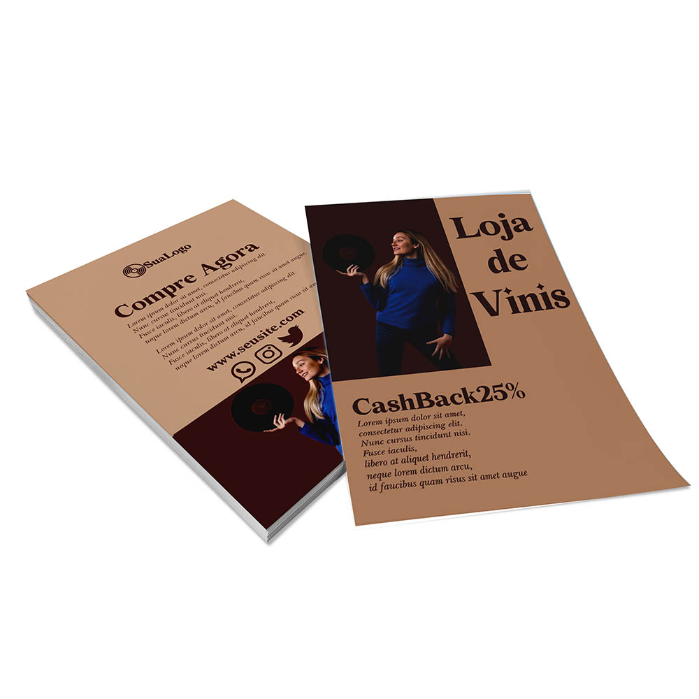 PANFLETOS, FLYERS E FOLHETOS APERGAMINHADO 90G 150X210MM - 4X4 - 100unid - TDB100CCP