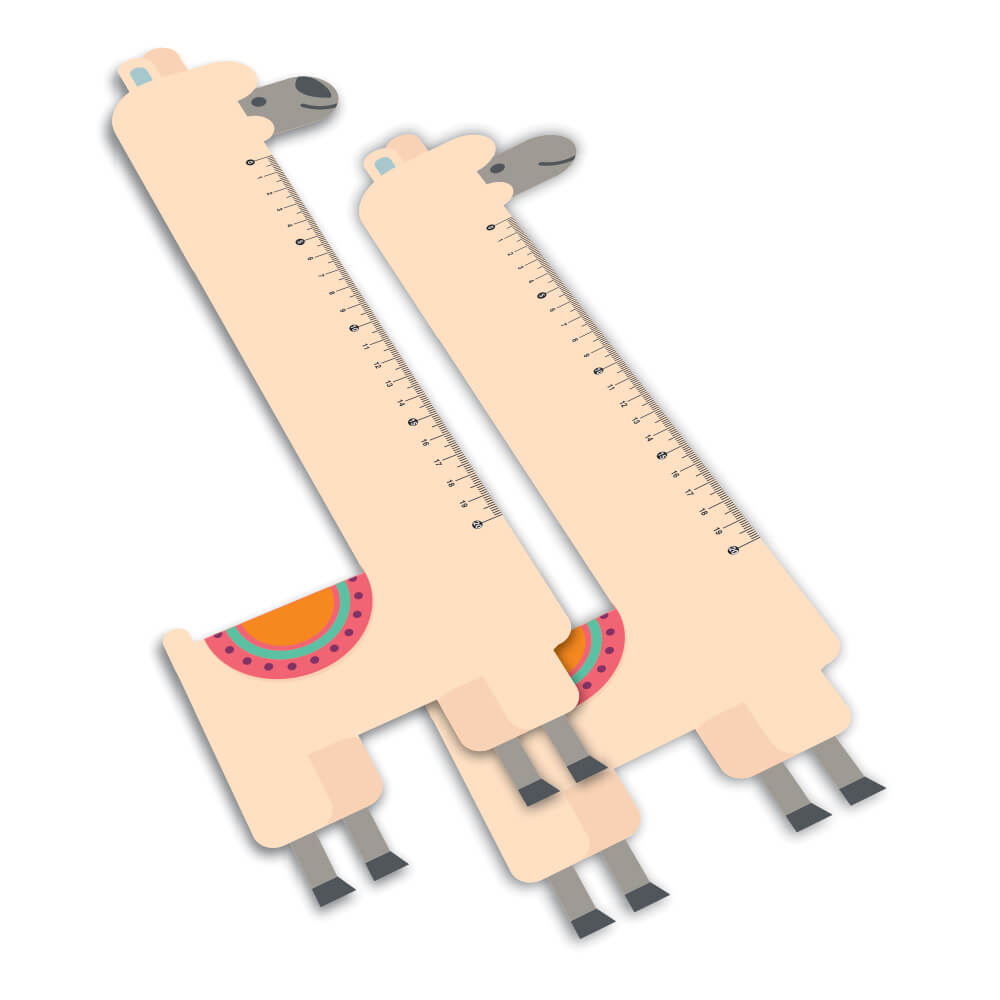RÉGUAS PVC 0,50MM PREMIUM BRANCO INFANTIL MODELO LHAMA 20CM - 4X0 - 5unid - RPVC2BC3