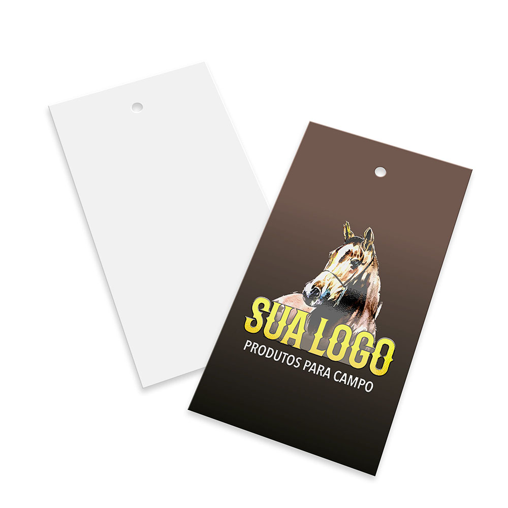 TAGS TAGS PADRÃO FURO COUCHÊ 300G VERNIZ LOCALIZADO LAM FOSCA FRENTE E VERNIZ LOCALIZADO FRENTE 91X51MM - 4X0 - 1000unid - TDS51000BC