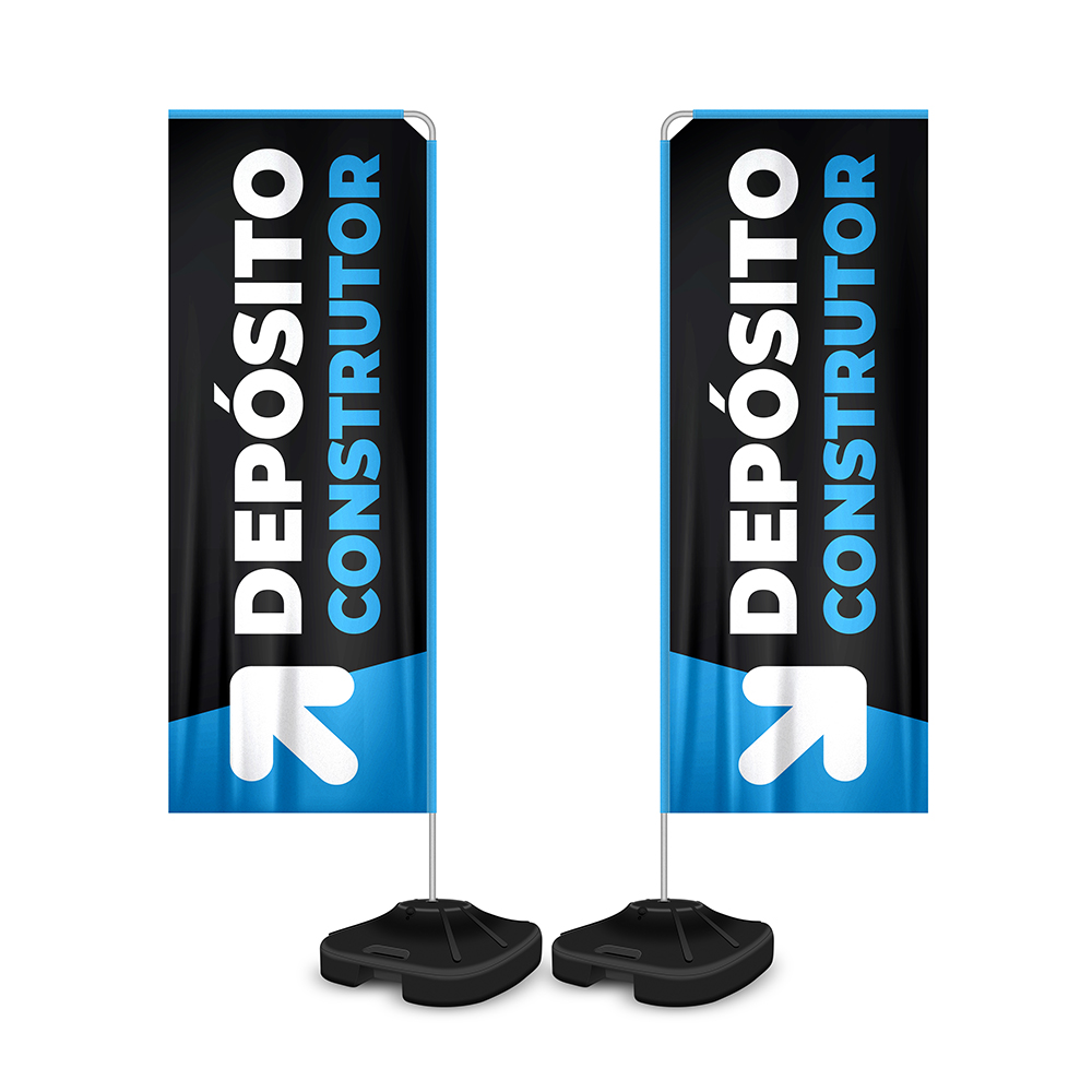 WIND BANNER KIT COMPLETO TECIDO OXFORD MODELO RETANGULAR ALTURA MONTADO: 2,30 METROS M - 4X4 - 3unid - WBRFV1CM3