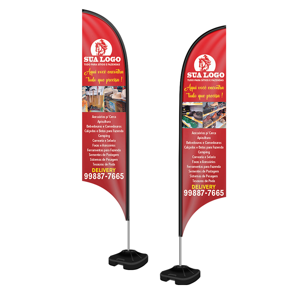 WIND BANNER KIT COMPLETO TECIDO OXFORD MODELO VELA ALTURA MONTADO: 3,50 METROS GG - 4X4 - 3unid - WBVFV2CGG3