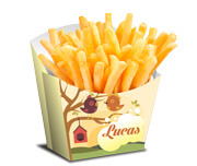 PRODUTOS PARA FESTA CAIXA PARA BATATA FRITA COUCHÊ 250G SEM LAMINAÇÃO E SEM VERNIZ SEM VERNIZ
