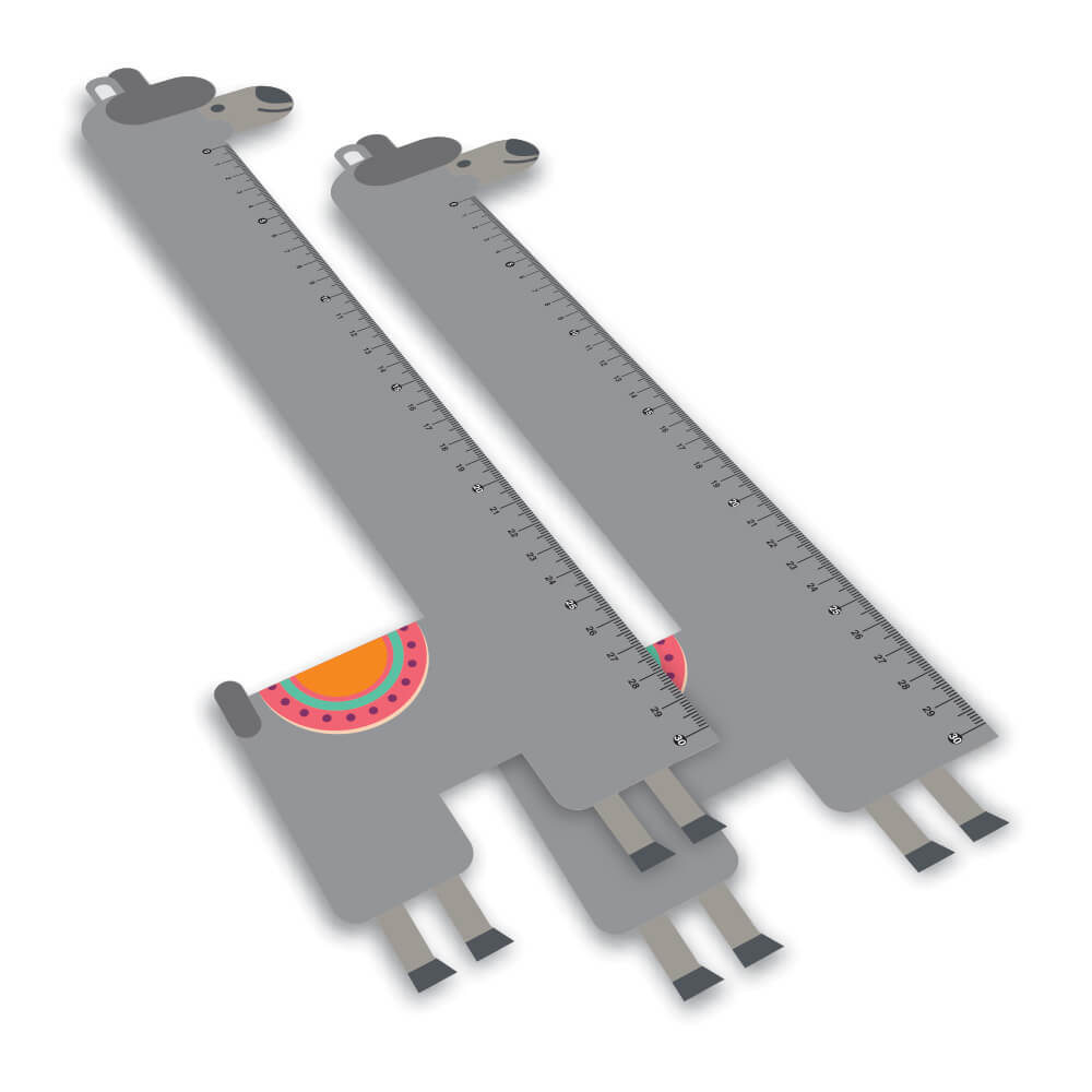 RÉGUAS PVC 0,50MM PREMIUM BRANCO INFANTIL MODELO LHAMA 30CM - 4X0 - 100unid - RPVC18BC4