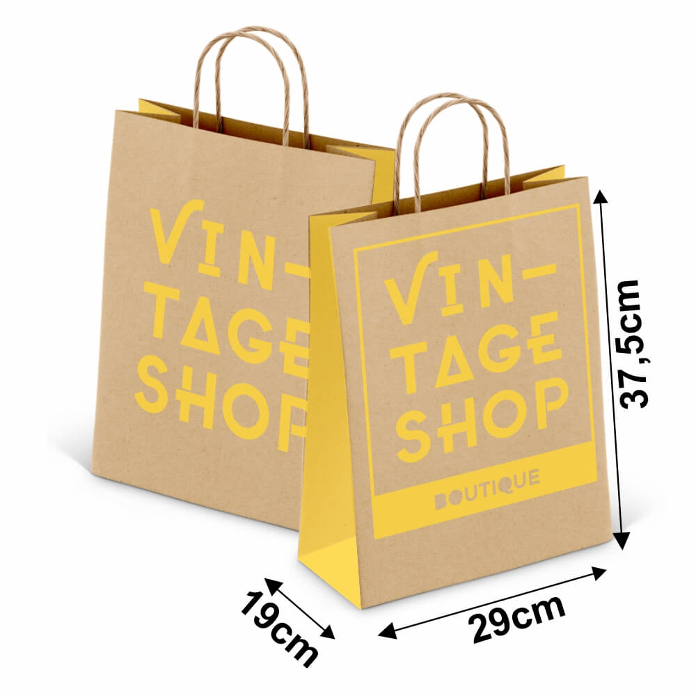SACOLAS E SACOS SACOLAS PERSONALIZADAS KRAFT COM ALÇA 80G 1X0 TAMANHO GG 290X375MM