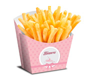PRODUTOS PARA FESTA CAIXA PARA BATATA FRITA COUCHÊ 250G SEM LAMINAÇÃO E SEM VERNIZ SEM VERNIZ