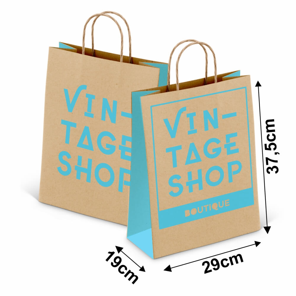 SACOLAS E SACOS SACOLAS PERSONALIZADAS KRAFT COM ALÇA 80G 1X0 TAMANHO GG 290X375MM