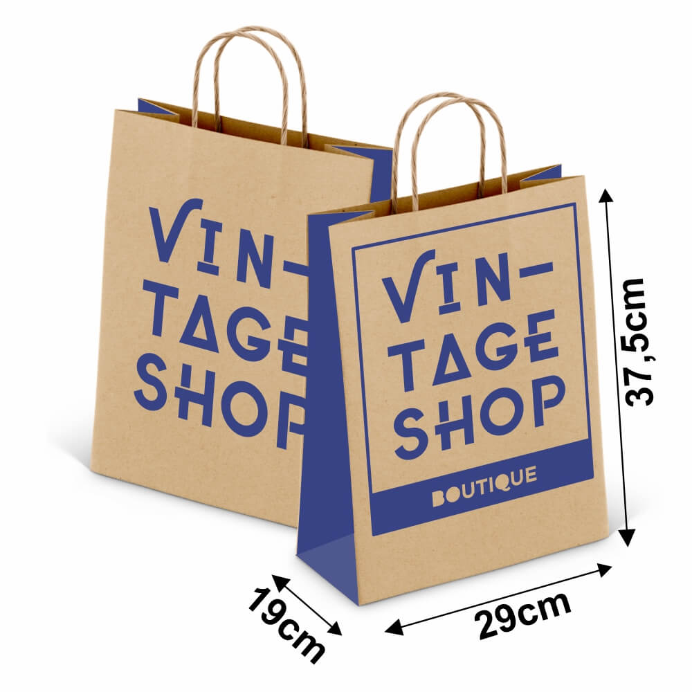 SACOLAS E SACOS SACOLAS PERSONALIZADAS KRAFT COM ALÇA 80G 1X0 TAMANHO GG 290X375MM