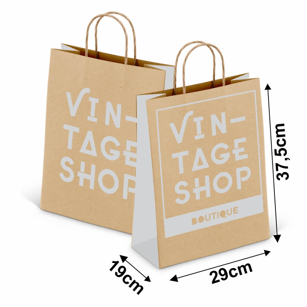 SACOLAS E SACOS SACOLAS PERSONALIZADAS KRAFT COM ALÇA 80G 1X0 TAMANHO GG 290X375MM