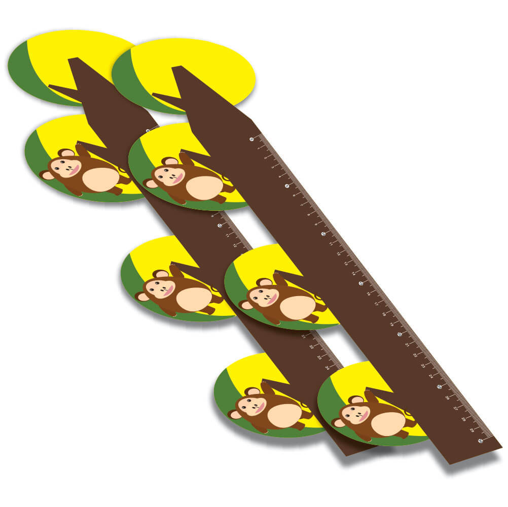 RÉGUAS PVC 0,50MM PREMIUM BRANCO INFANTIL MODELO MACACO 30CM - 4X0 - 9unid - RPVC14BC5