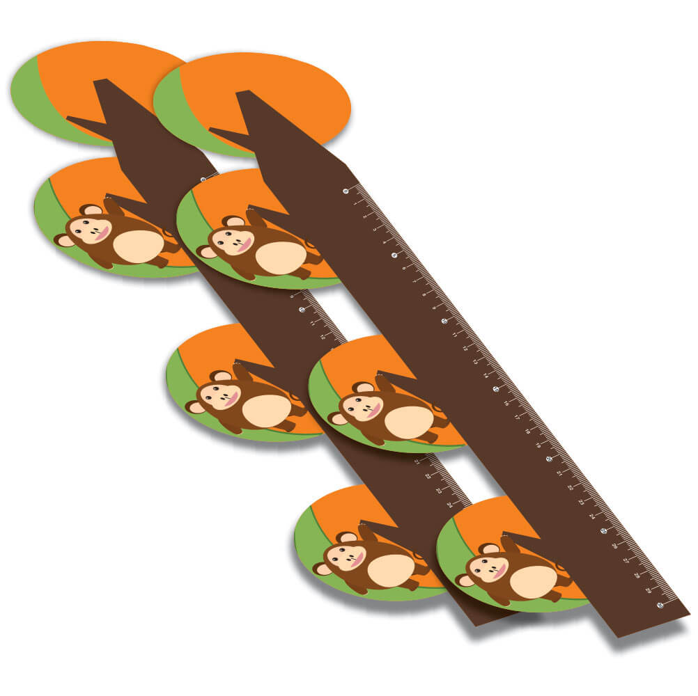 RÉGUAS PVC 0,50MM PREMIUM BRANCO INFANTIL MODELO MACACO 30CM - 4X0 - 33unid - RPVC17BC5