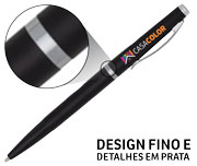 CANETAS IMPRESSÃO COLORIDA PLÁSTICAS EXECUTIVA PRETA