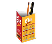 CALENDÁRIOS E FOLHINHAS 2025 CALENDÁRIO DE MESA PORTA CANETAS VERTICAL COUCHÊ 300G VERNIZ UV TOTAL FRENTE