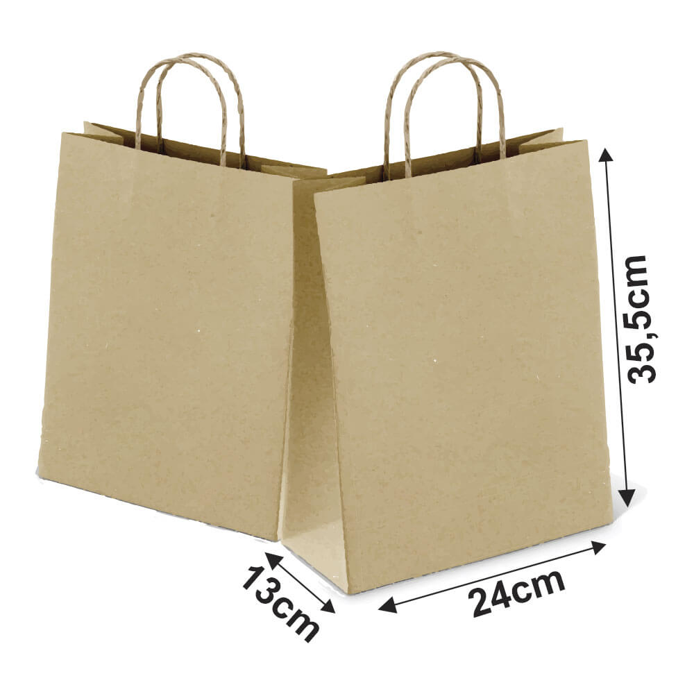 PRODUTOS SEM PERSONALIZAÇÃO SACOLAS KRAFT COM ALÇA 80G TAMANHO M 240X355MM - 0X0 - 3000unid - SAC23000P