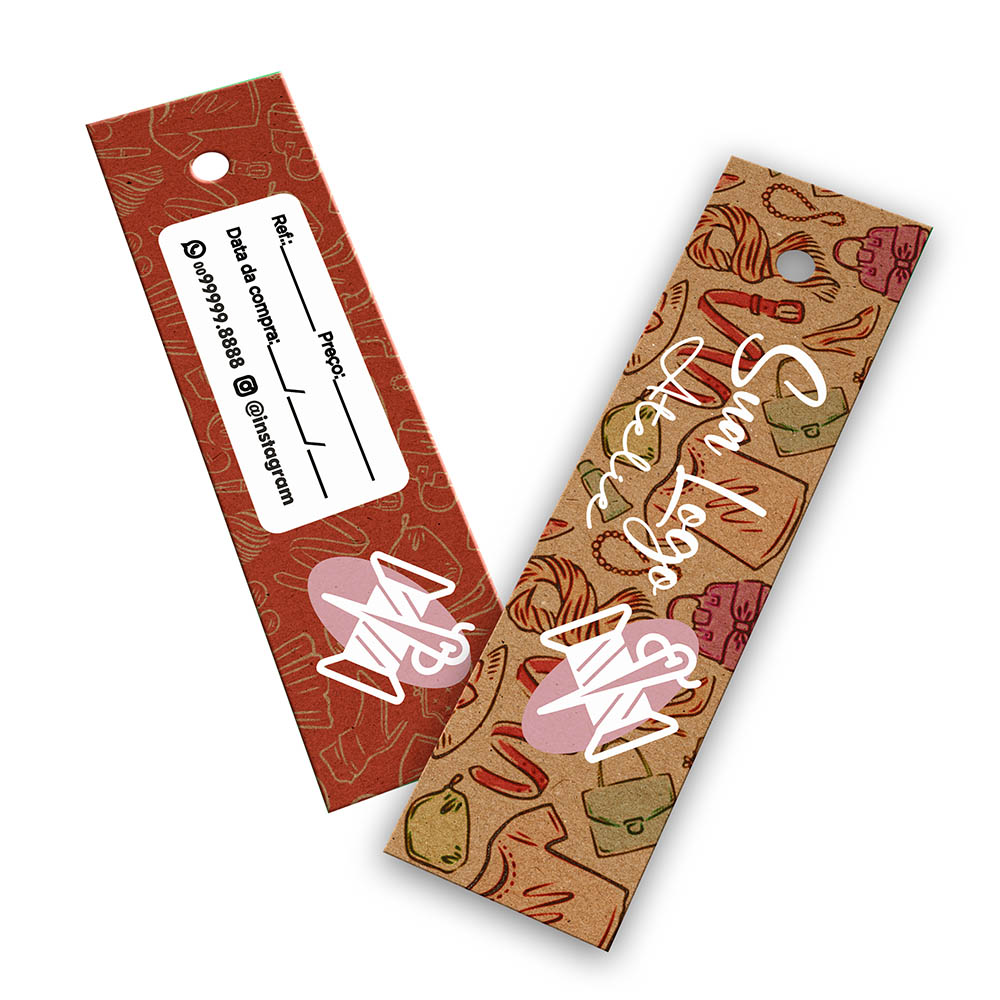 TAGS TAGS PADRÃO FURO KRAFT 250G SEM LAMINAÇÃO E SEM VERNIZ SEM VERNIZ COM TINTA BRANCA 91X25MM - 4X4 - 500unid - TDK94500C2