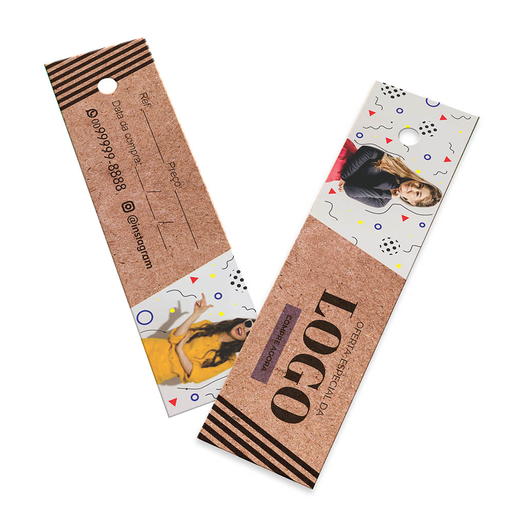 TAGS TAGS PADRÃO FURO KRAFT 250G SEM LAMINAÇÃO E SEM VERNIZ SEM VERNIZ COM TINTA BRANCA 91X25MM - 4X4 - 50unid - TDK9450CC