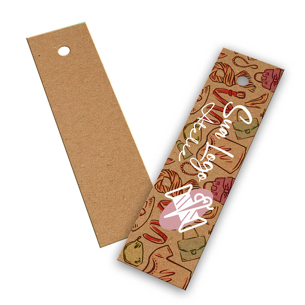 TAGS TAGS PADRÃO FURO KRAFT 250G SEM LAMINAÇÃO E SEM VERNIZ SEM VERNIZ COM TINTA BRANCA 91X25MM - 4X0 - 500unid - TDK9500C2