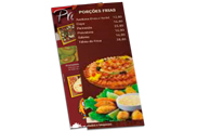 CARDÁPIOS CARDÁPIOS PERSONALIZADOS 4 PÁGINAS COM DOBRA COUCHÊ 250G 210X300MM - 4X4 - 100unid - CC44V100