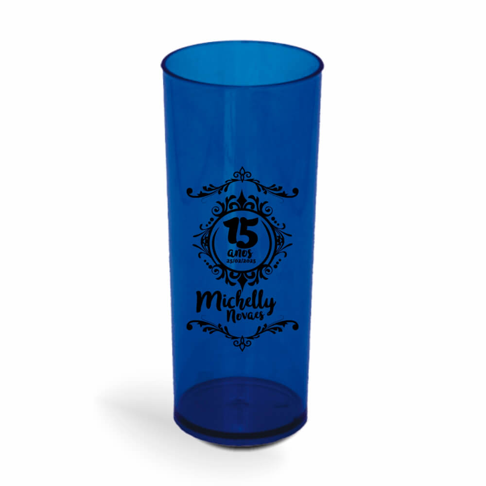 CANECA, COPOS E TAÇAS COPOS COPOS PLÁSTICOS LONG DRINK 350ML IMPRESSÃO 1 COR TRANSPARENTE AZUL
