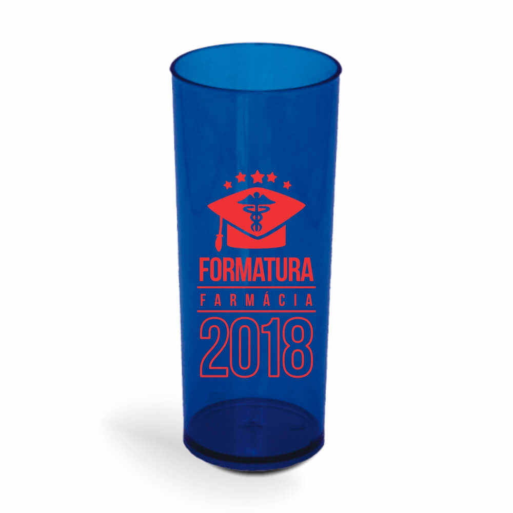 CANECA, COPOS E TAÇAS COPOS COPOS PLÁSTICOS LONG DRINK 350ML IMPRESSÃO 1 COR TRANSPARENTE AZUL