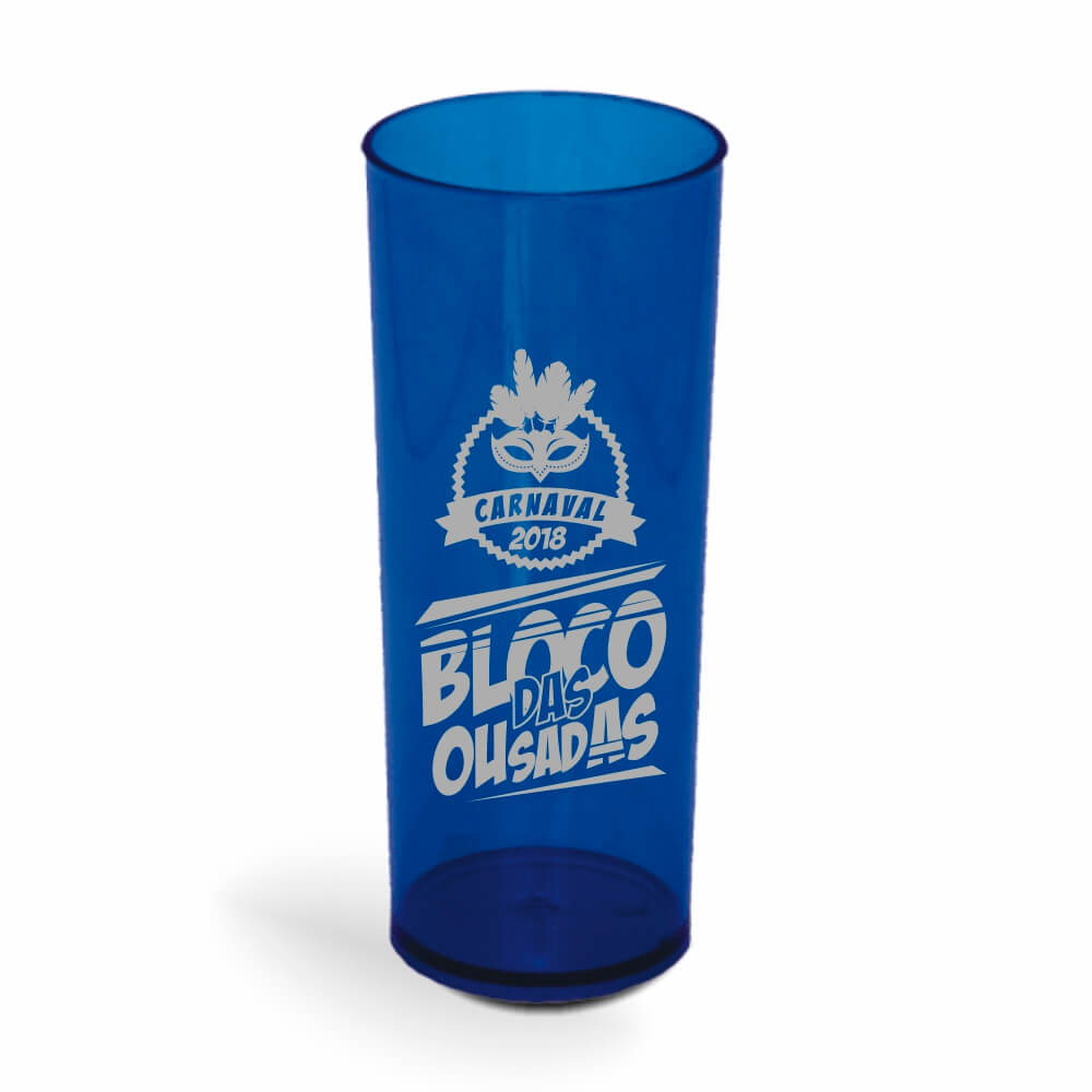 CANECA, COPOS E TAÇAS COPOS COPOS PLÁSTICOS LONG DRINK 350ML IMPRESSÃO 1 COR TRANSPARENTE AZUL