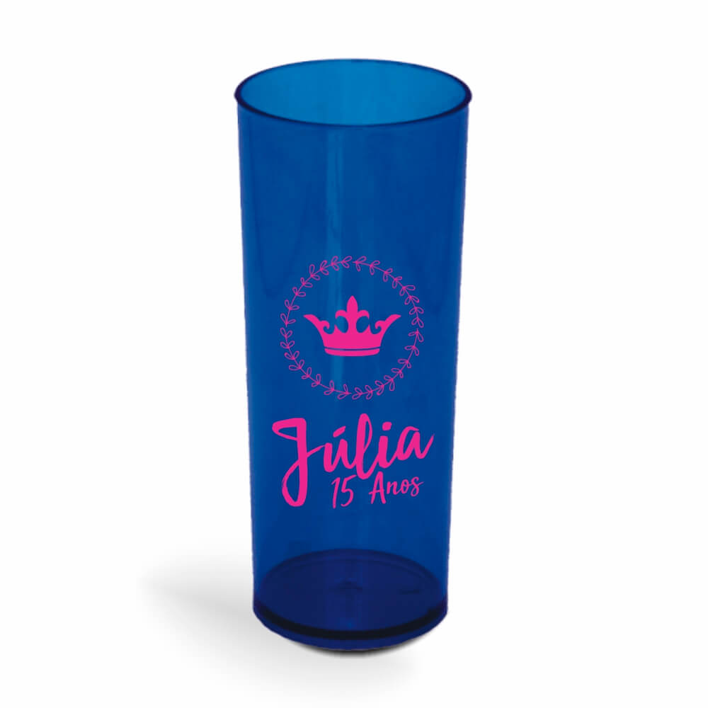 CANECA, COPOS E TAÇAS COPOS COPOS PLÁSTICOS LONG DRINK 350ML IMPRESSÃO 1 COR TRANSPARENTE AZUL