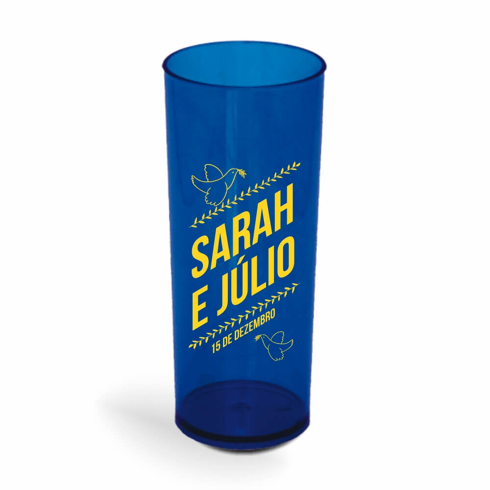 CANECA, COPOS E TAÇAS COPOS COPOS PLÁSTICOS LONG DRINK 350ML IMPRESSÃO 1 COR TRANSPARENTE AZUL