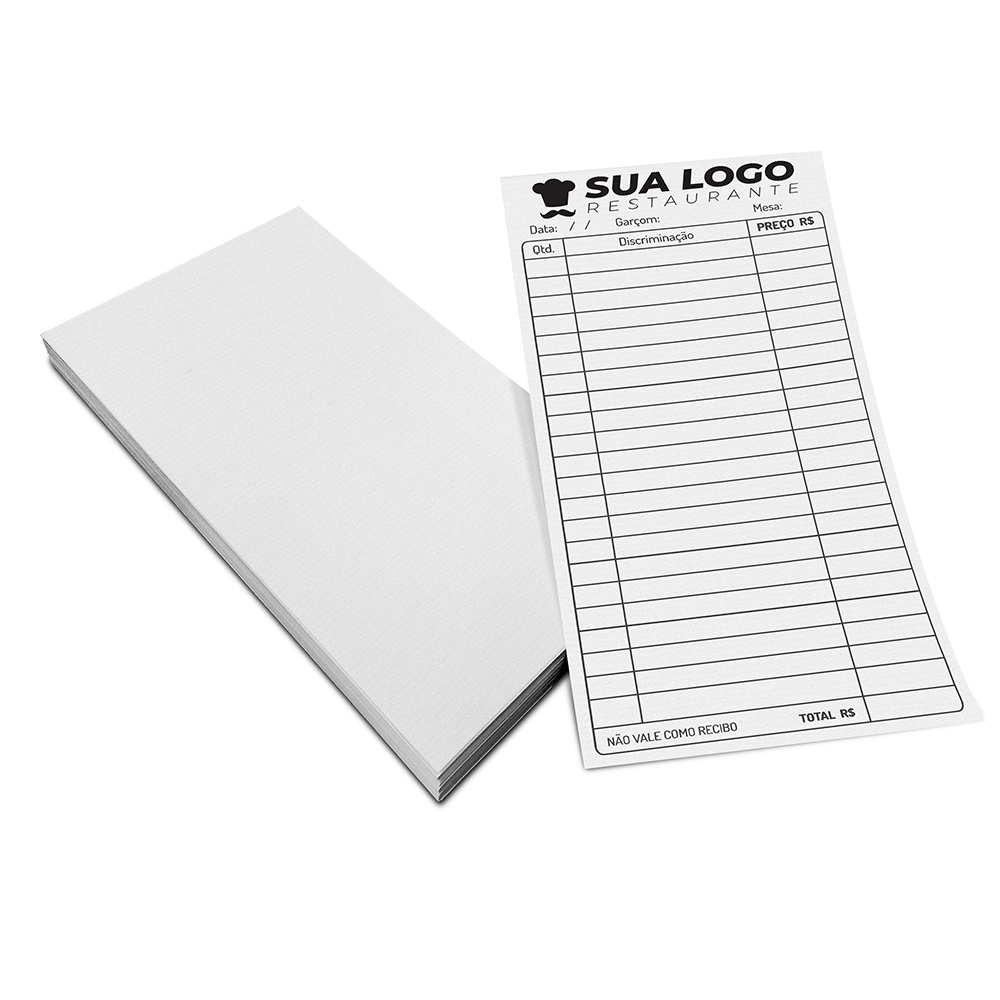 BLOCOS, COMANDAS, RECEITUÁRIOS E TALÕES COMANDAS APERGAMINHADO 75G 100X210MM