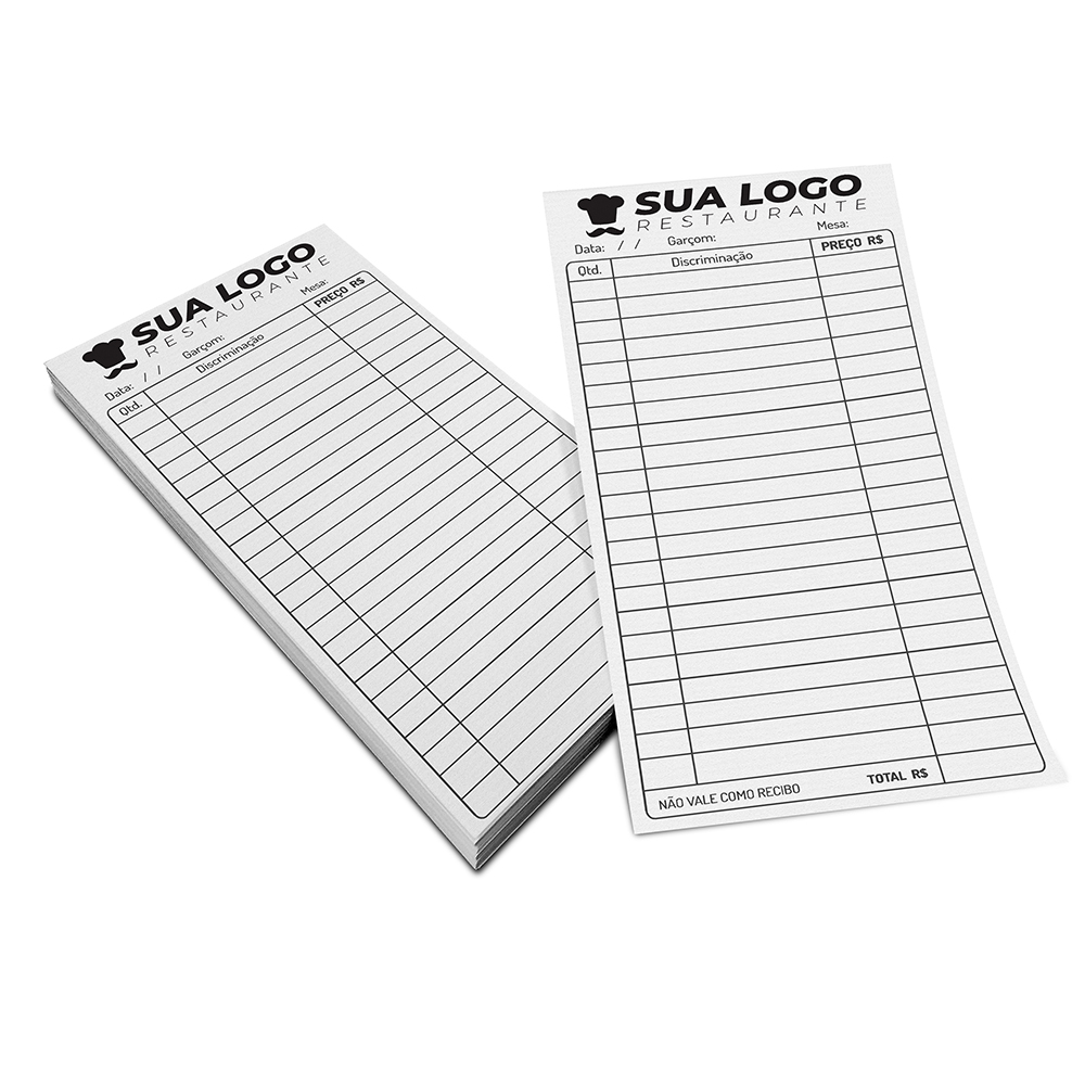 BLOCOS, COMANDAS, RECEITUÁRIOS E TALÕES COMANDAS APERGAMINHADO 75G 100X210MM - 1X1 - 500unid - T002A