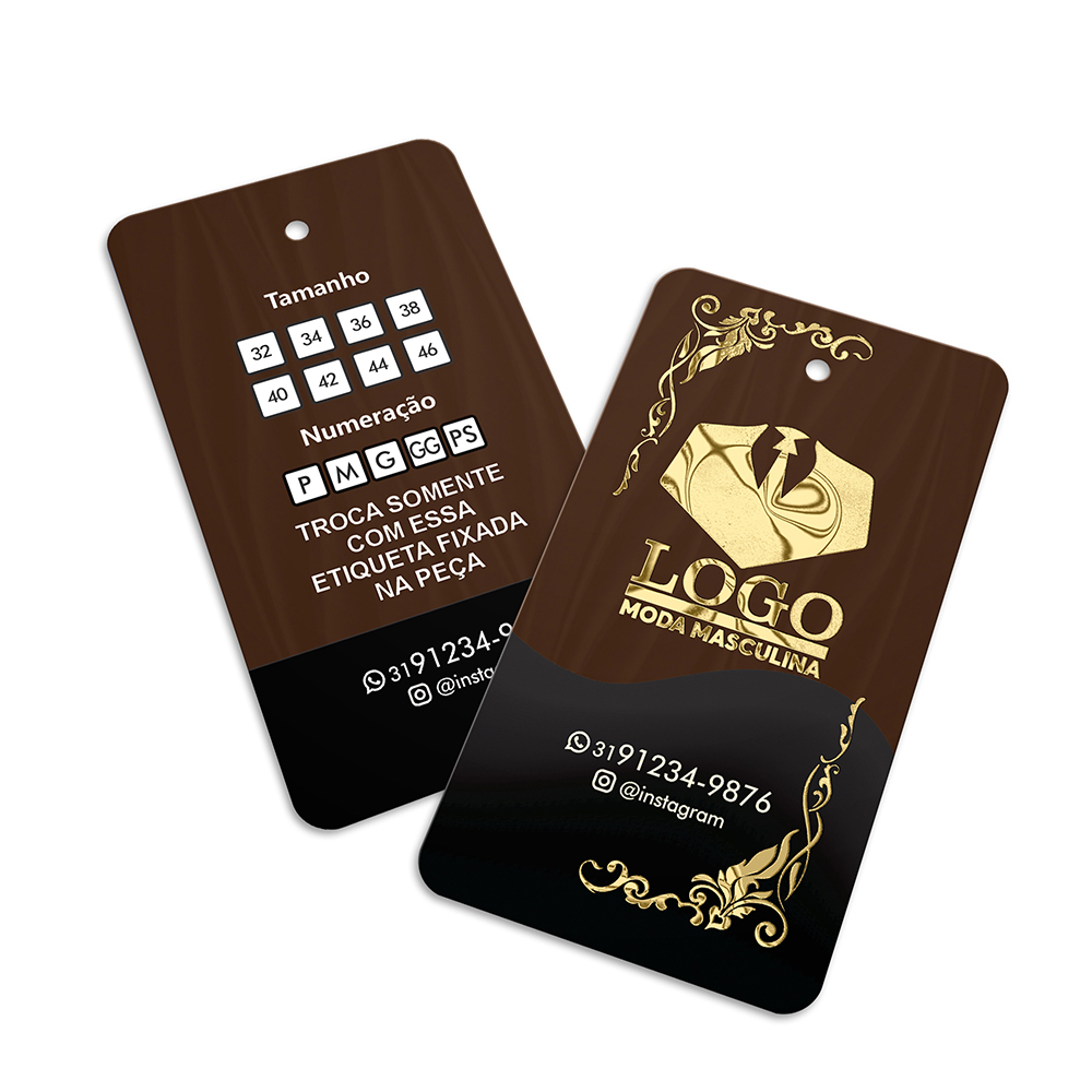 TAGS TAGS ESPECIAIS COUCHÊ 300G HOT STAMPING LAM FOSCA FV E HOTSTAMPING FR 91X51MM