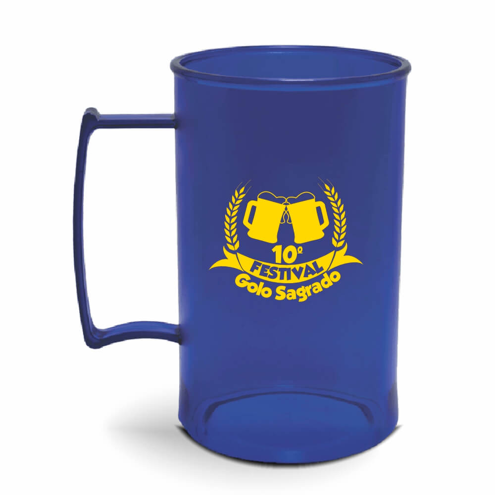 CANECA, COPOS E TAÇAS CANECAS CANECAS PLÁSTICAS CHOPP 300ML IMPRESSÃO 1 COR TRANSPARENTE AZUL