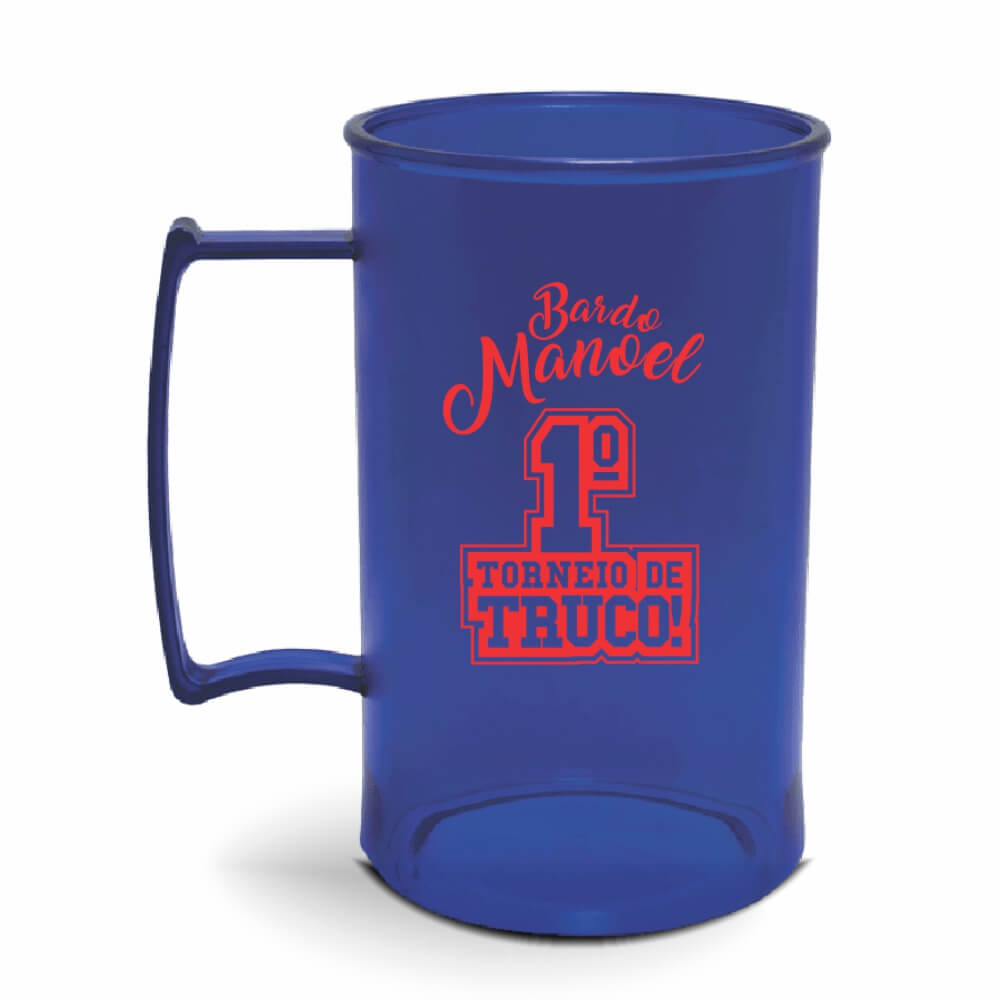 CANECA, COPOS E TAÇAS CANECAS CANECAS PLÁSTICAS CHOPP 300ML IMPRESSÃO 1 COR TRANSPARENTE AZUL