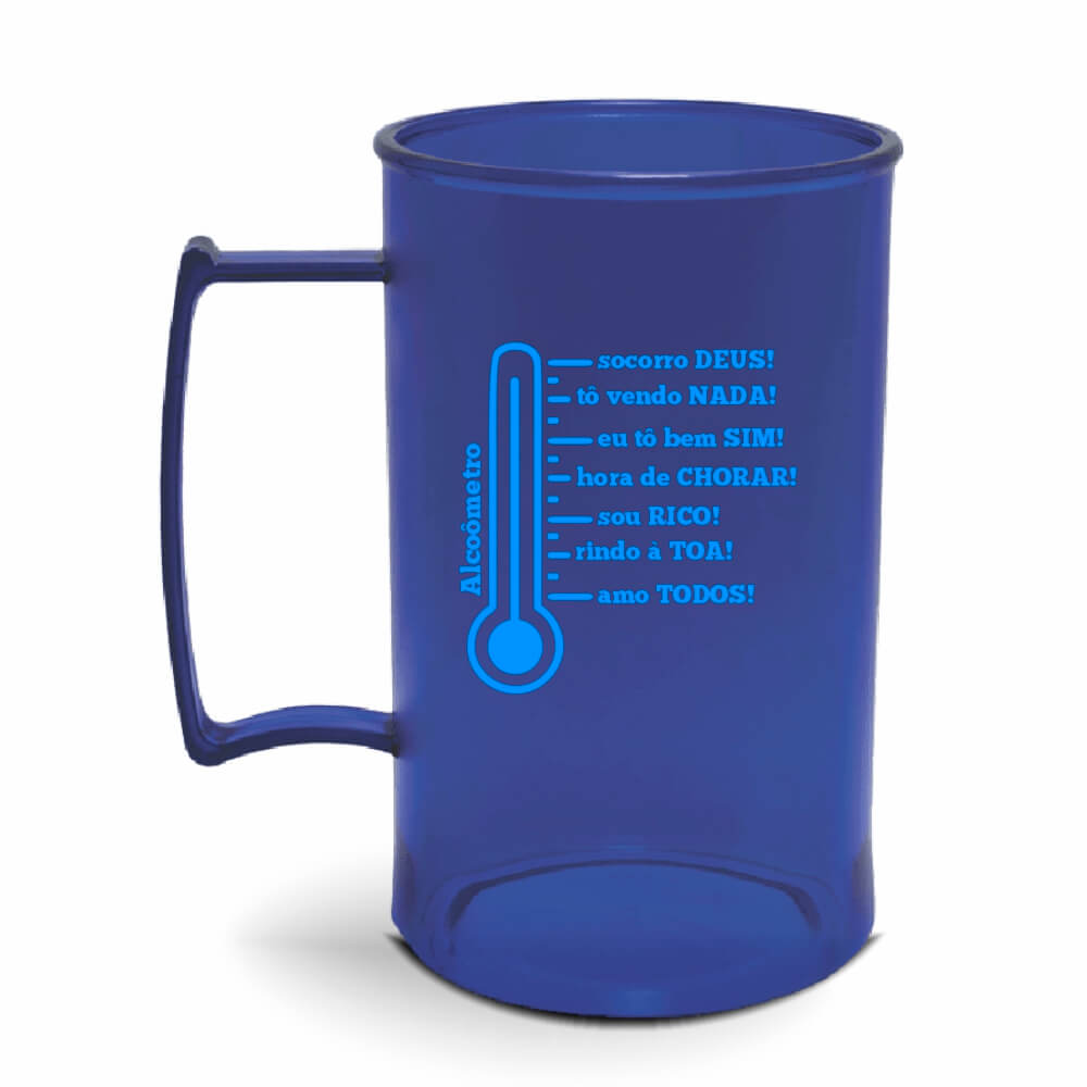 CANECA, COPOS E TAÇAS CANECAS CANECAS PLÁSTICAS CHOPP 300ML IMPRESSÃO 1 COR TRANSPARENTE AZUL