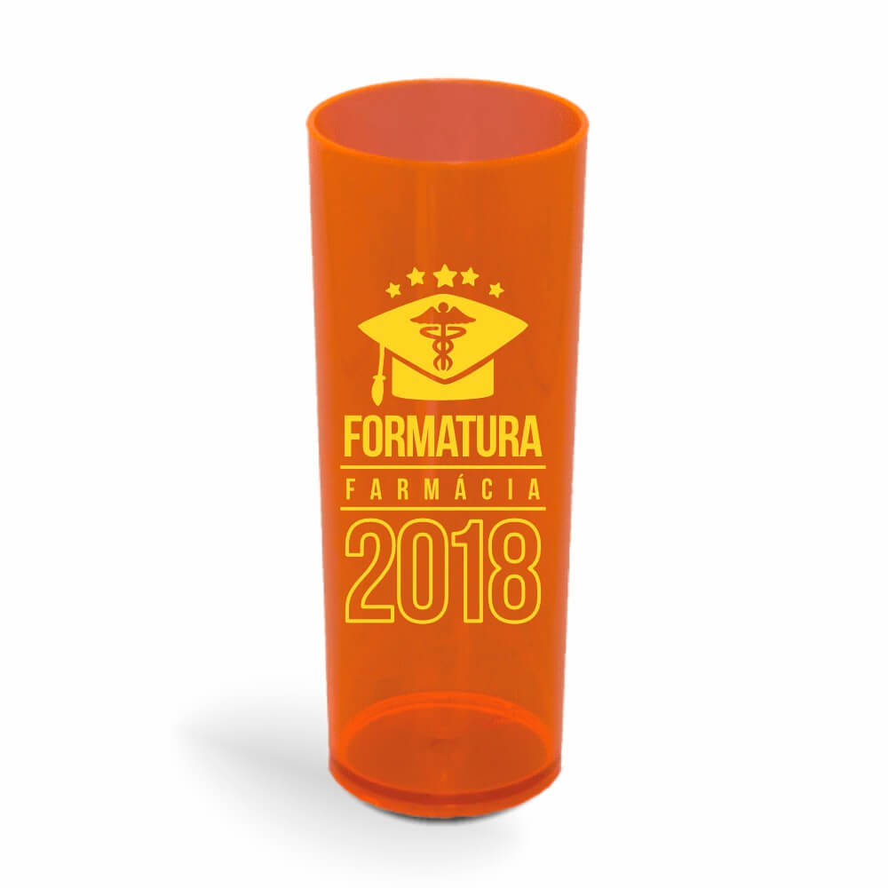CANECA, COPOS E TAÇAS COPOS COPOS PLÁSTICOS LONG DRINK 350ML IMPRESSÃO 1 COR TRANSPARENTE LARANJA NEON
