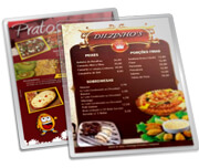 CARDÁPIOS CARDÁPIOS PERSONALIZADOS PLASTIFICADOS PLASTIFICAÇÃO RÍGIDA 0,10MM COUCHÊ 150G 300X420MM