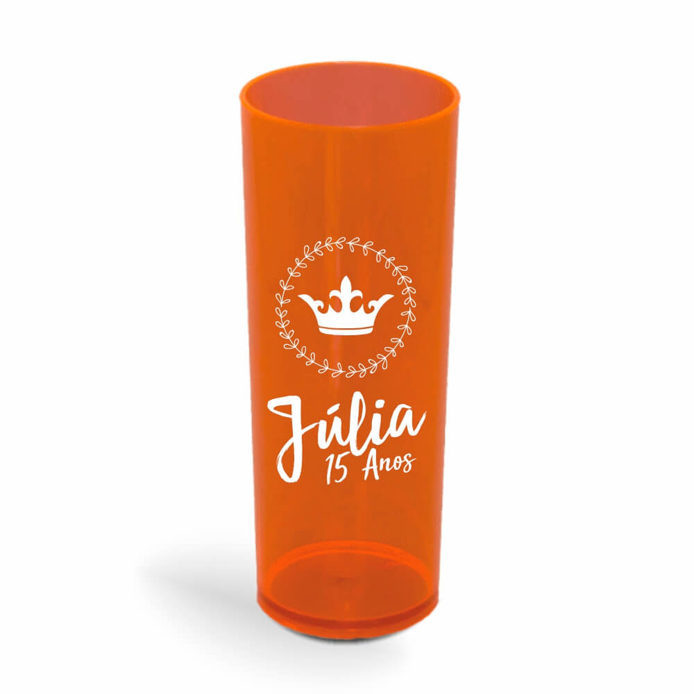 CANECA, COPOS E TAÇAS COPOS COPOS PLÁSTICOS LONG DRINK 350ML IMPRESSÃO 1 COR TRANSPARENTE LARANJA NEON
