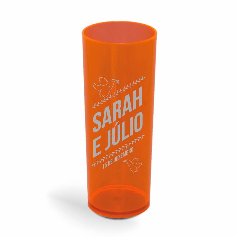 CANECA, COPOS E TAÇAS COPOS COPOS PLÁSTICOS LONG DRINK 350ML IMPRESSÃO 1 COR TRANSPARENTE LARANJA NEON