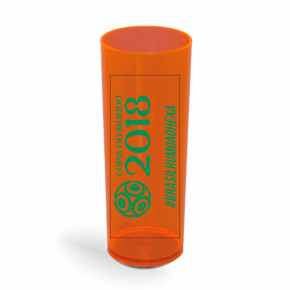 CANECA, COPOS E TAÇAS COPOS COPOS PLÁSTICOS LONG DRINK 350ML IMPRESSÃO 1 COR TRANSPARENTE LARANJA NEON