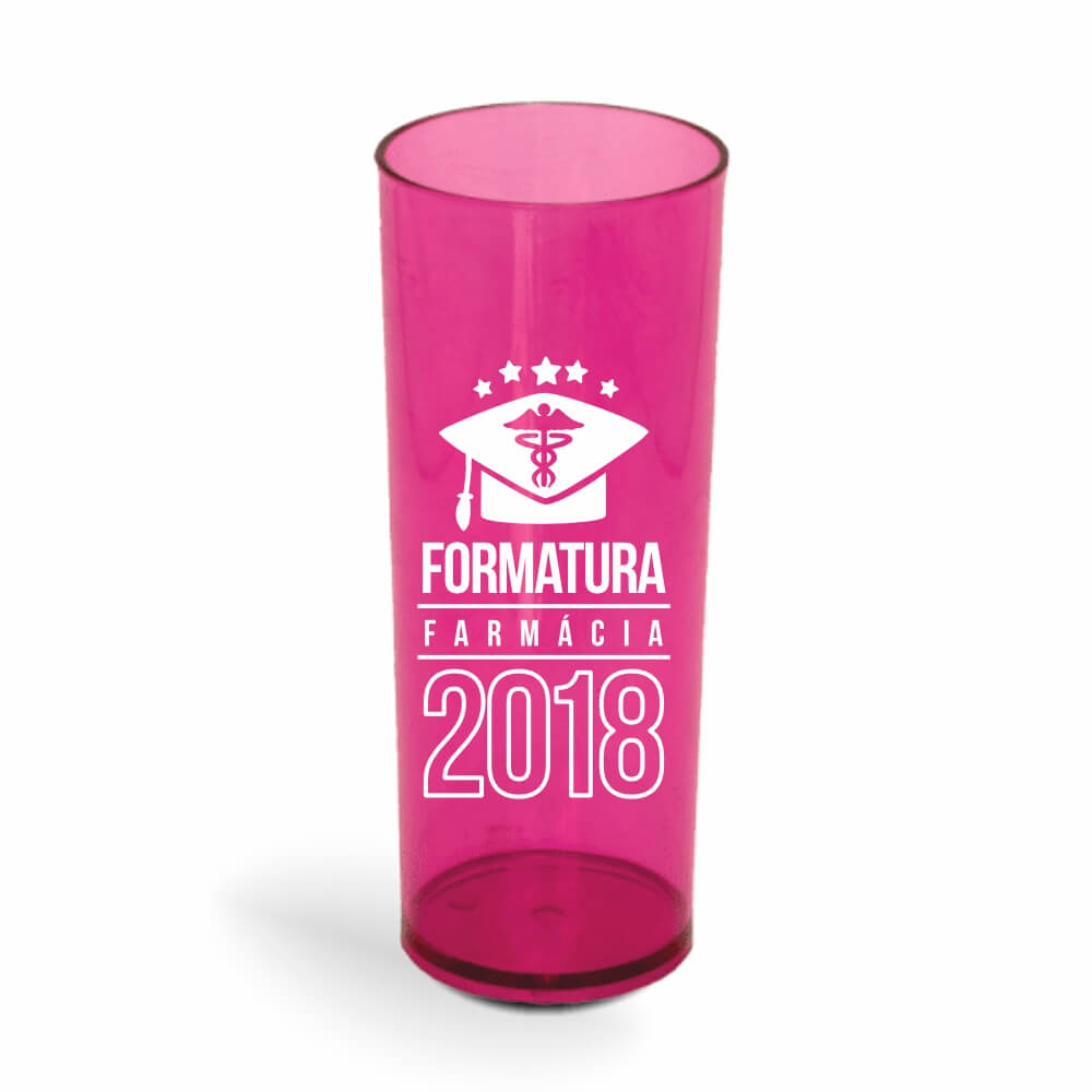 CANECA, COPOS E TAÇAS COPOS COPOS PLÁSTICOS LONG DRINK 350ML IMPRESSÃO 1 COR TRANSPARENTE ROSA