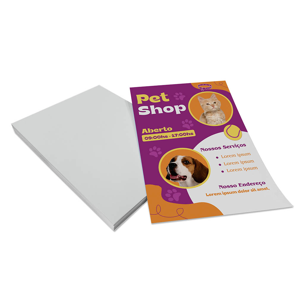 PANFLETOS, FLYERS E FOLHETOS COUCHÊ 90G SEM VERNIZ 200X280MM