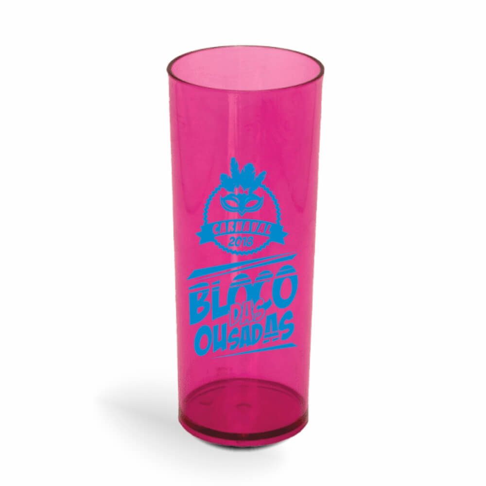 CANECA, COPOS E TAÇAS COPOS COPOS PLÁSTICOS LONG DRINK 350ML IMPRESSÃO 1 COR TRANSPARENTE ROSA