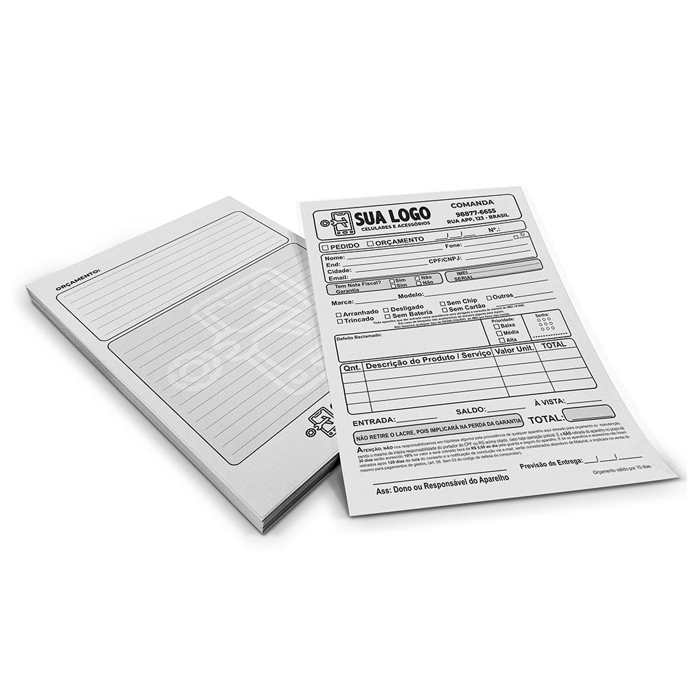 BLOCOS, COMANDAS, RECEITUÁRIOS E TALÕES COMANDAS APERGAMINHADO 75G 300X210MM - 1X1 - 2500unid - C11A1