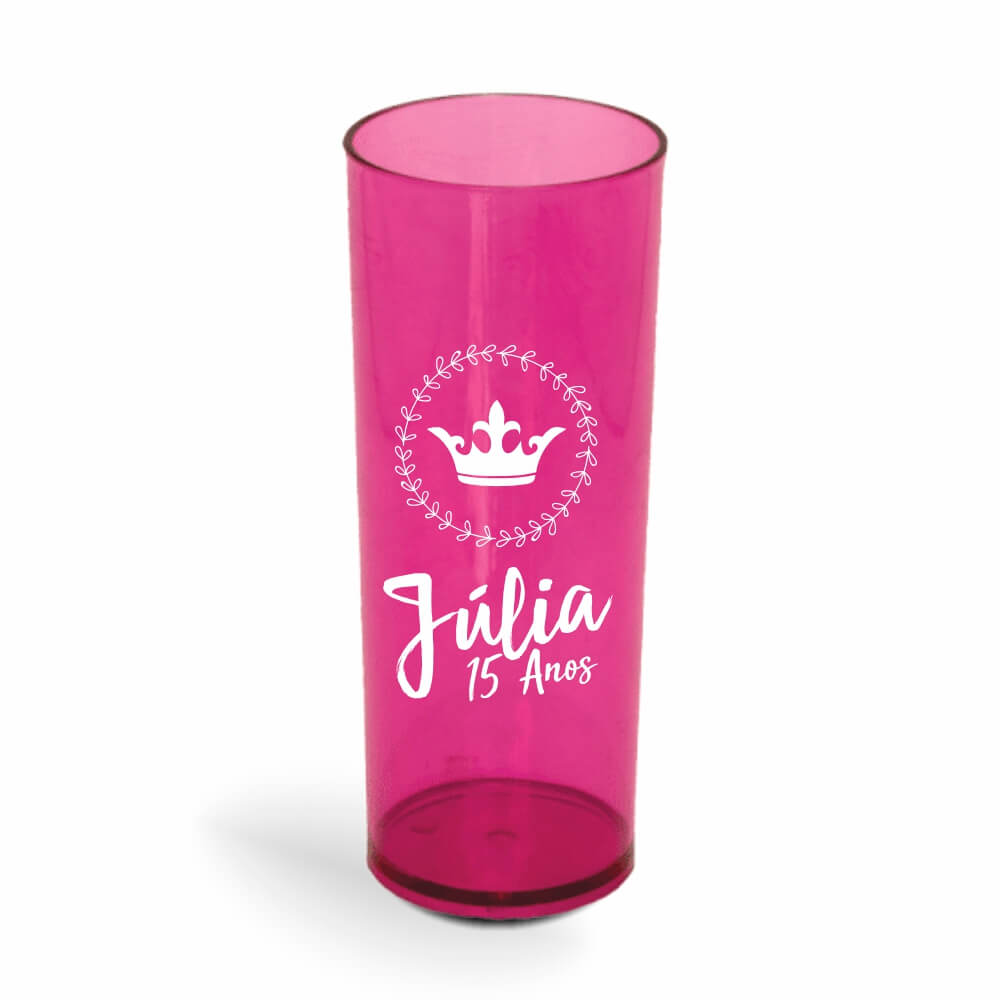 CANECA, COPOS E TAÇAS COPOS COPOS PLÁSTICOS LONG DRINK 350ML IMPRESSÃO 1 COR TRANSPARENTE ROSA